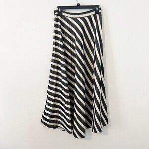 Nicole Miller Black and White Pleated Skirt Maxi Striped Size 8